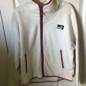 Puma Women's White Jacket with Pink Trim Size Large - New With Tags